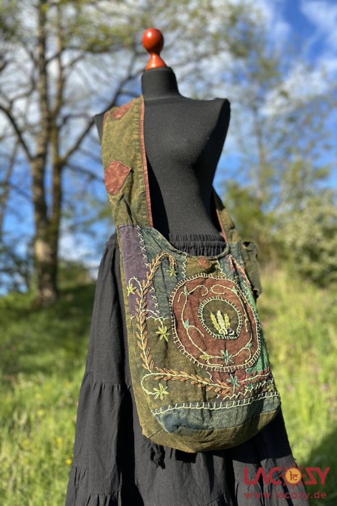 Sadhu Bag Umhängetasche | Hippie Tasche FAIRY | Batik Grün – Bild 6