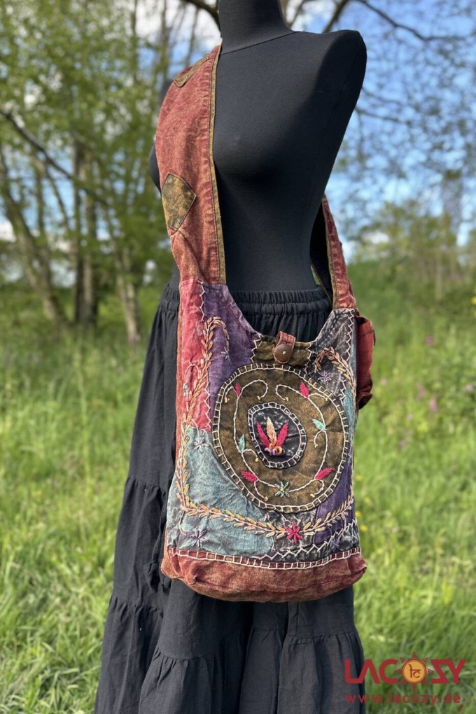 Sadhu Bag Umhängetasche | Hippie Tasche FAIRY | Batik Rot