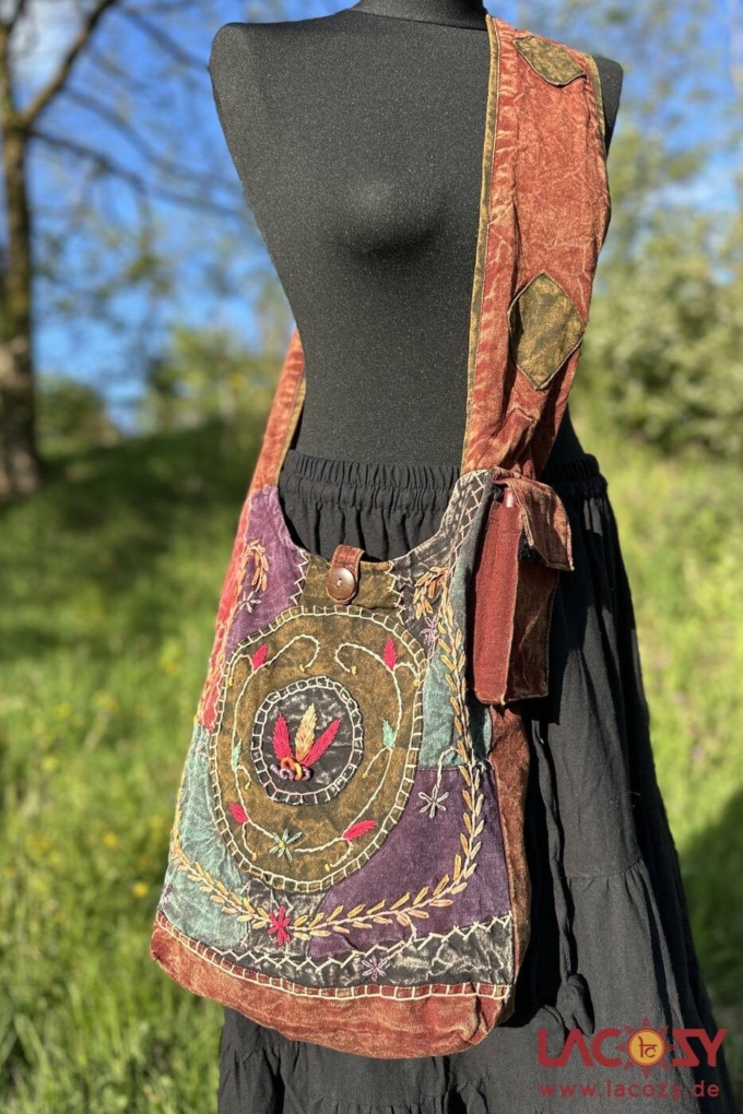 Sadhu Bag Umhängetasche | Hippie Tasche FAIRY | Batik Rot – Bild 4