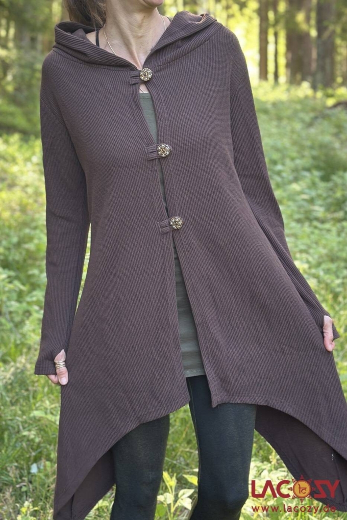 Ethno Strickjacke Cardigan ANOU im Zipfeldesign | Braun – Bild 5