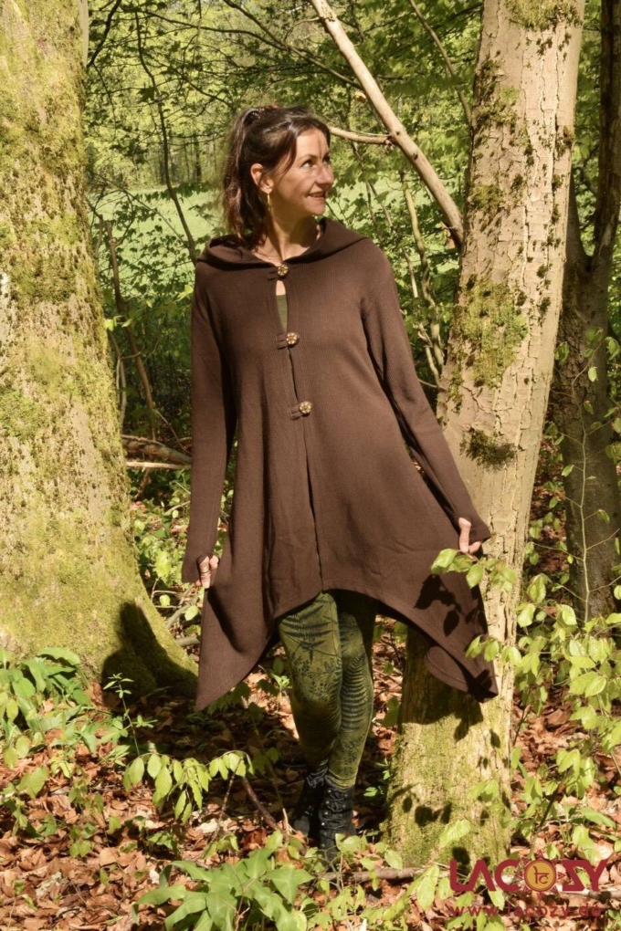 Ethno Strickjacke Cardigan ANOU im Zipfeldesign | Braun – Bild 7