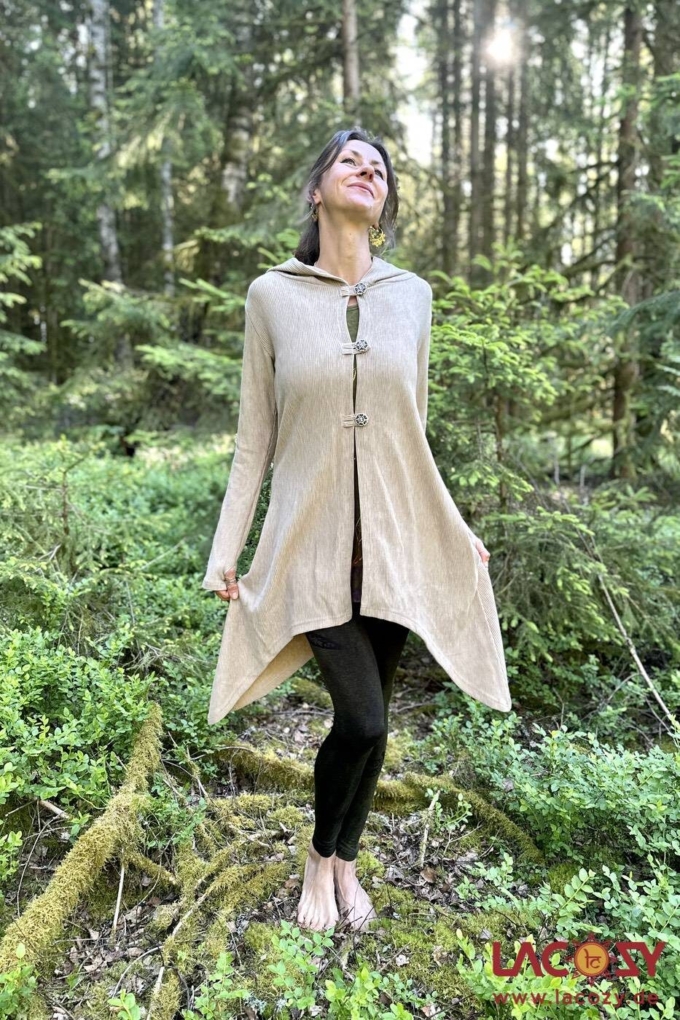 Ethno Strickjacke Cardigan ANOU im Zipfeldesign | Creme – Bild 3