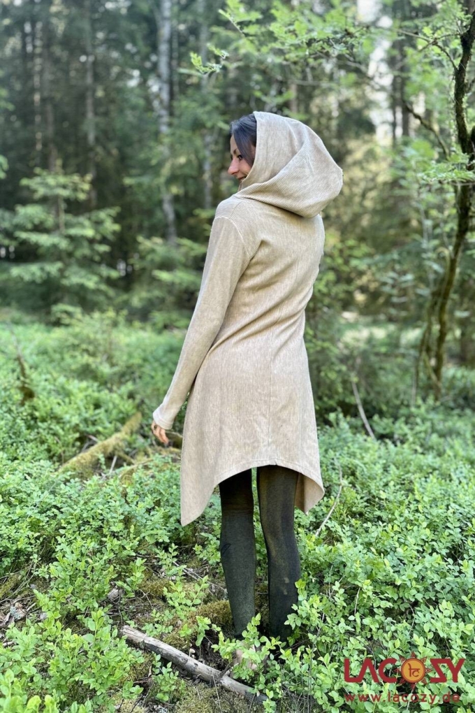 Ethno Strickjacke Cardigan ANOU im Zipfeldesign | Creme – Bild 5