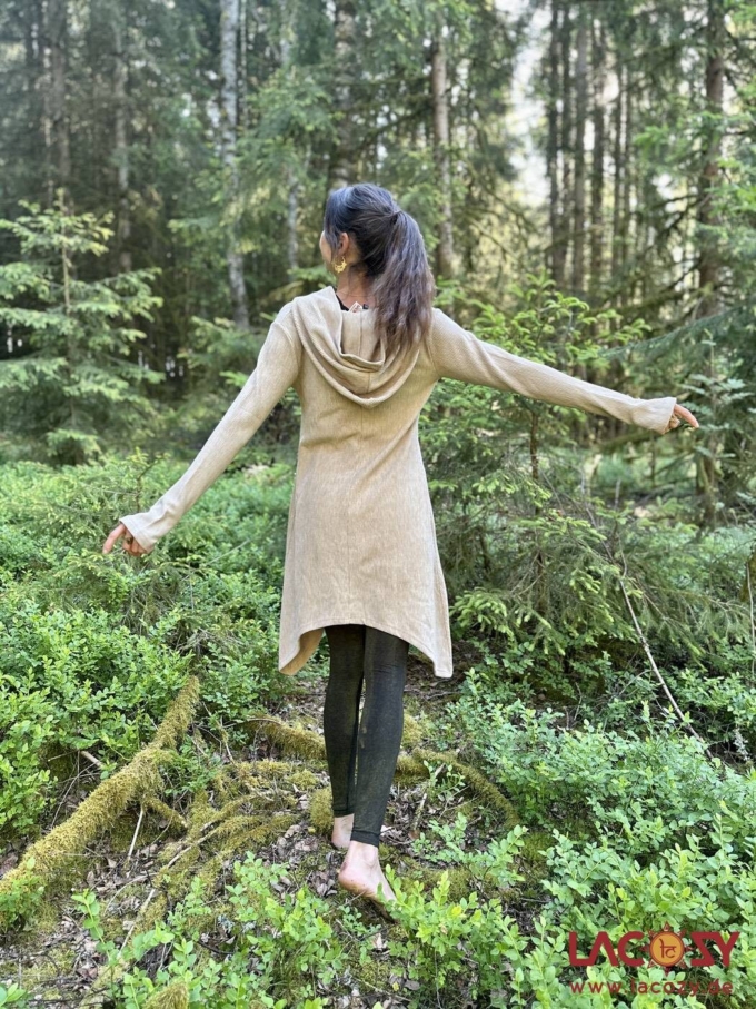 Ethno Strickjacke Cardigan ANOU im Zipfeldesign | Creme – Bild 4