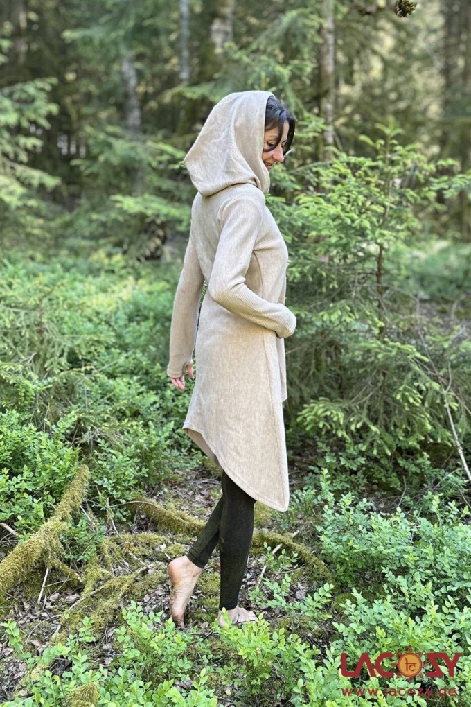 Ethno Strickjacke Cardigan ANOU im Zipfeldesign | Creme – Bild 2