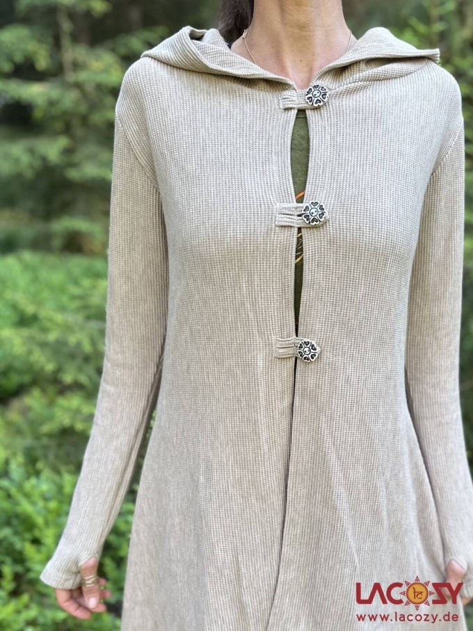 Ethno Strickjacke Cardigan ANOU im Zipfeldesign | Creme – Bild 6