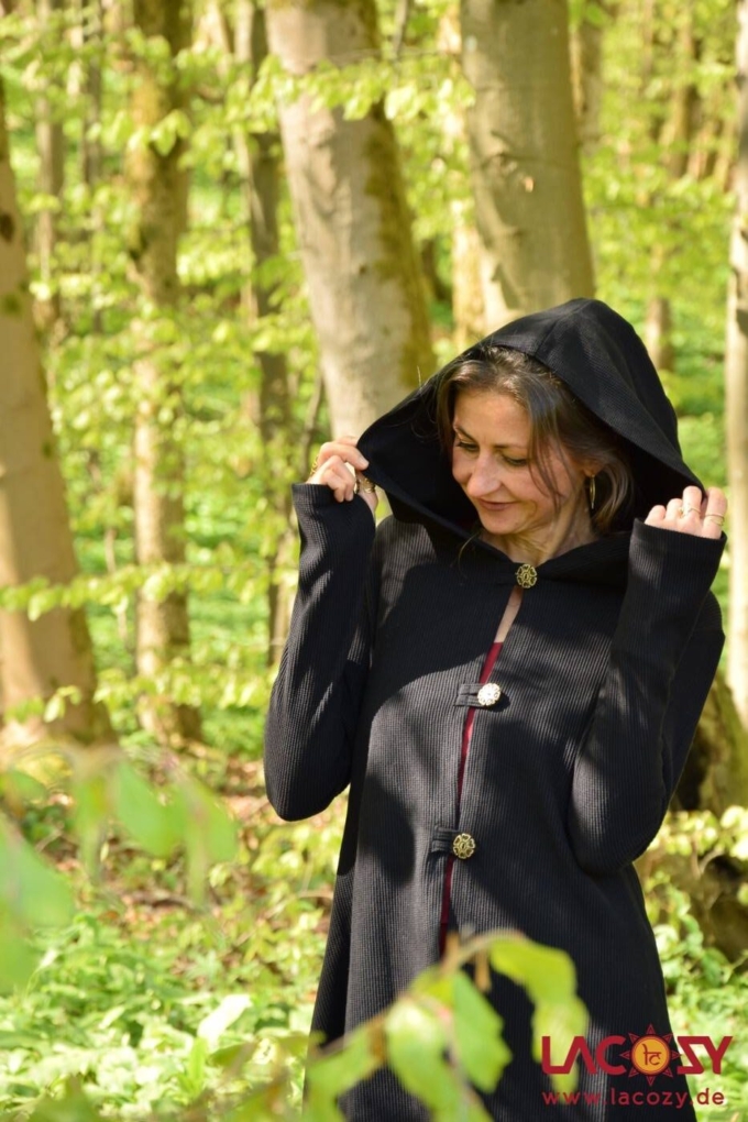 Ethno Strickjacke Cardigan ANOU im Zipfeldesign | Schwarz – Bild 4