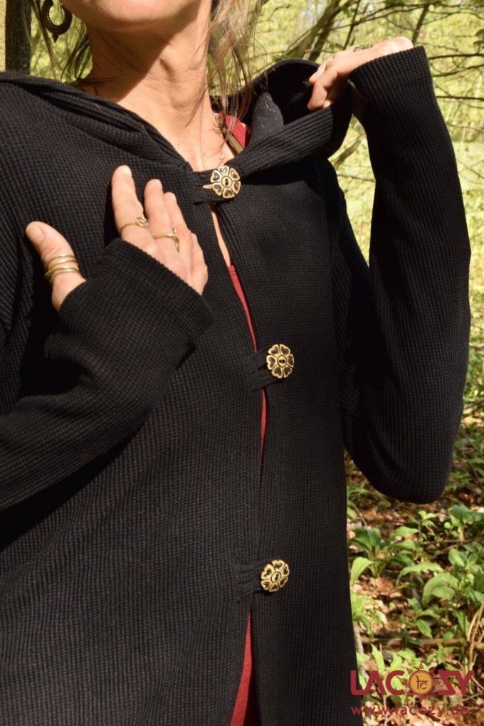 Ethno Strickjacke Cardigan ANOU im Zipfeldesign | Schwarz – Bild 5