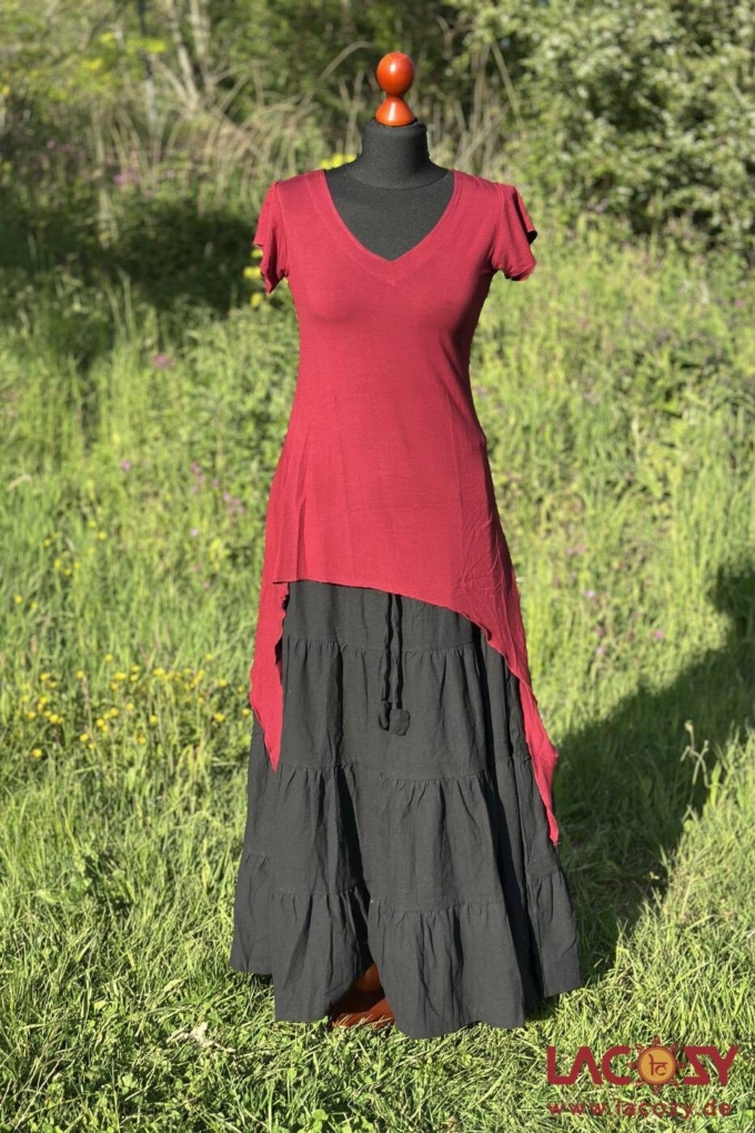 Zipfelshirt Elfen-Top im Hippie-Style | Bordeaux