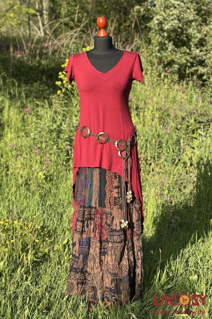 Zipfelshirt Elfen-Top im Hippie-Style | Bordeaux – Bild 5