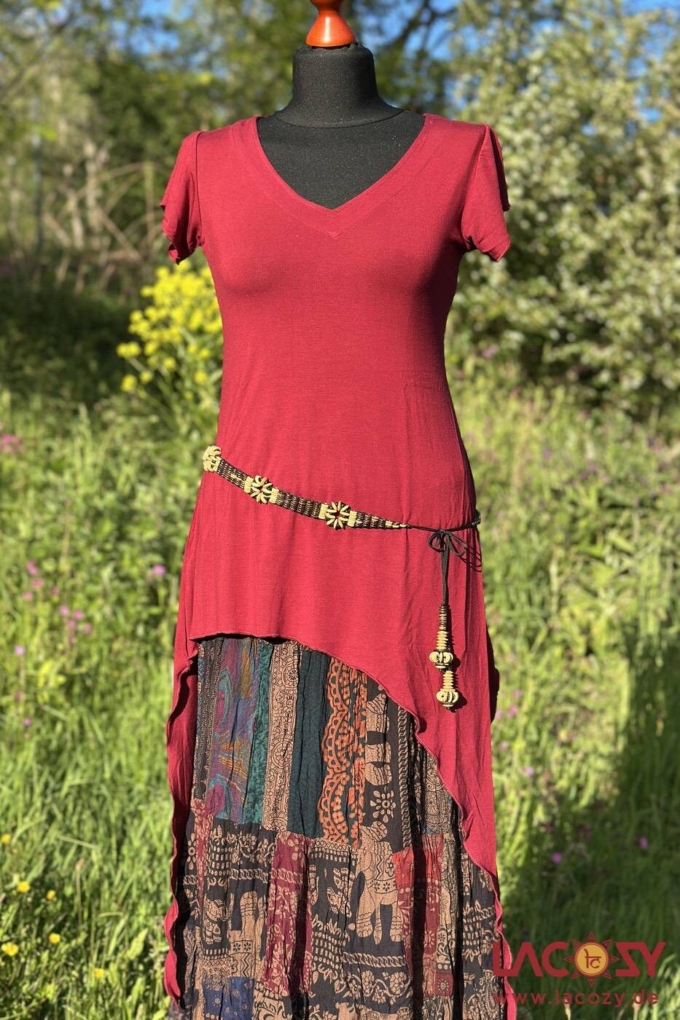 Zipfelshirt Elfen-Top im Hippie-Style | Bordeaux – Bild 6