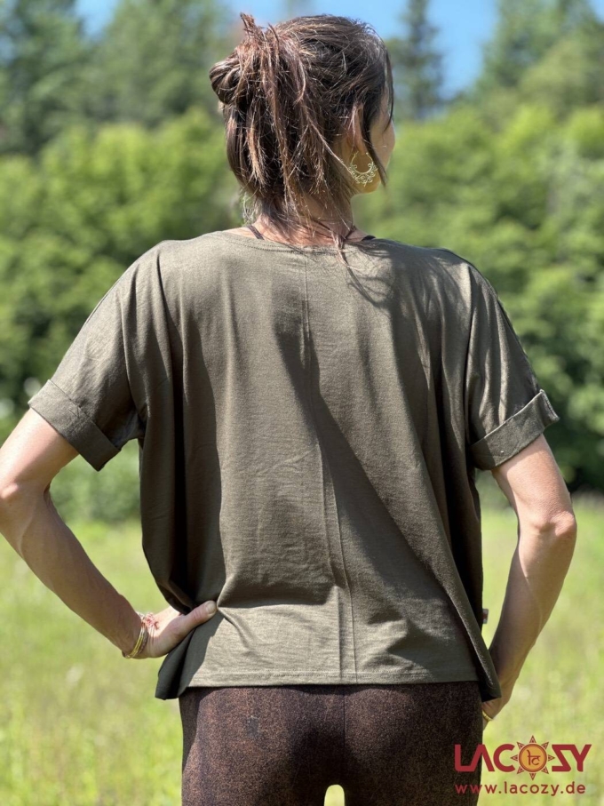 Weiches Basic T-Shirt FIA | Relaxed Yoga Shirt | Khaki – Bild 5