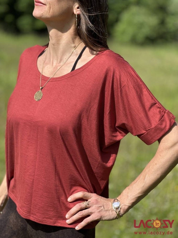 Weiches Basic T-Shirt FIA | Relaxed Yoga Shirt | Rostrot – Bild 7