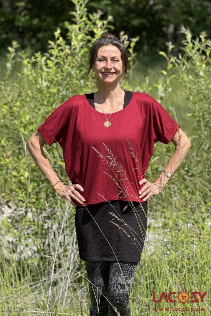 Weiches Basic T-Shirt FIA | Relaxed Yoga Shirt | Weinrot
