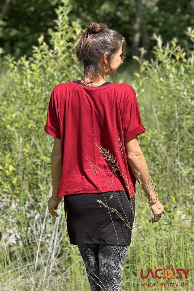 Weiches Basic T-Shirt FIA | Relaxed Yoga Shirt | Weinrot – Bild 3