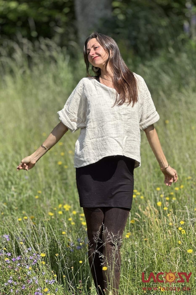 Weites Cropped Shirt ENNI aus Baumwolle | Creme