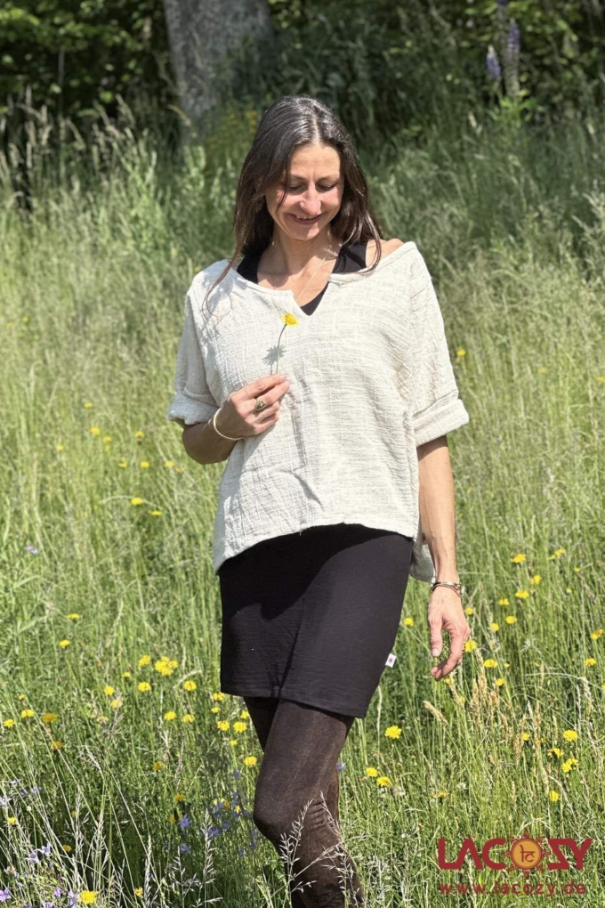 Weites Cropped Shirt ENNI aus Baumwolle | Creme – Bild 3
