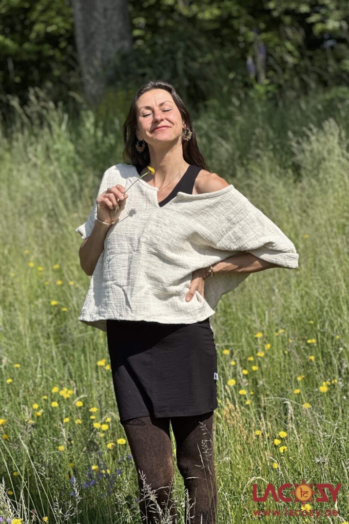 Weites Cropped Shirt ENNI aus Baumwolle | Creme – Bild 4