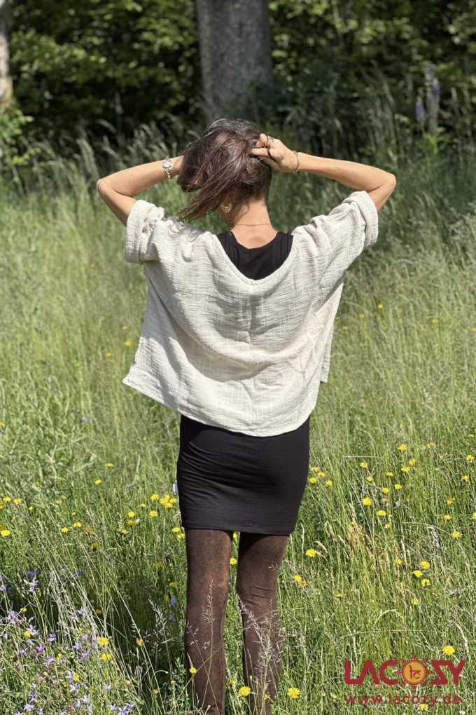 Weites Cropped Shirt ENNI aus Baumwolle | Creme – Bild 5