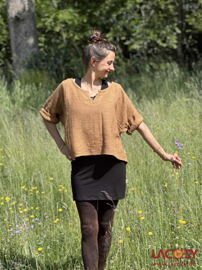 Weites Cropped Shirt ENNI aus Baumwolle | Masala