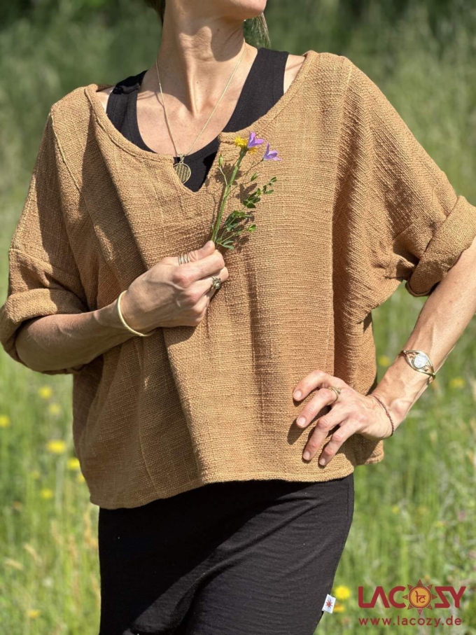 Weites Cropped Shirt ENNI aus Baumwolle | Masala – Bild 5