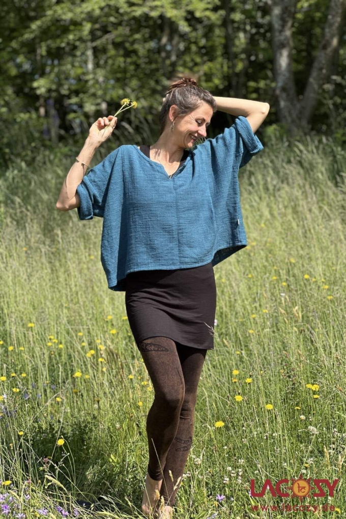 Weites Cropped Shirt ENNI aus Baumwolle | Petrol – Bild 2