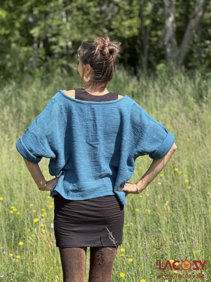 Weites Cropped Shirt ENNI aus Baumwolle | Petrol – Bild 3