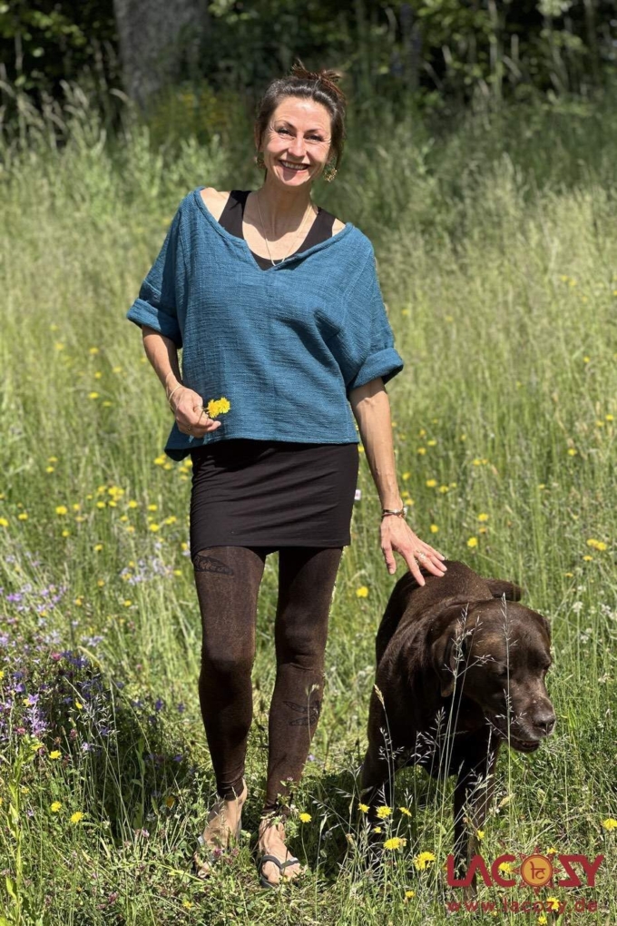 Weites Cropped Shirt ENNI aus Baumwolle | Petrol – Bild 4