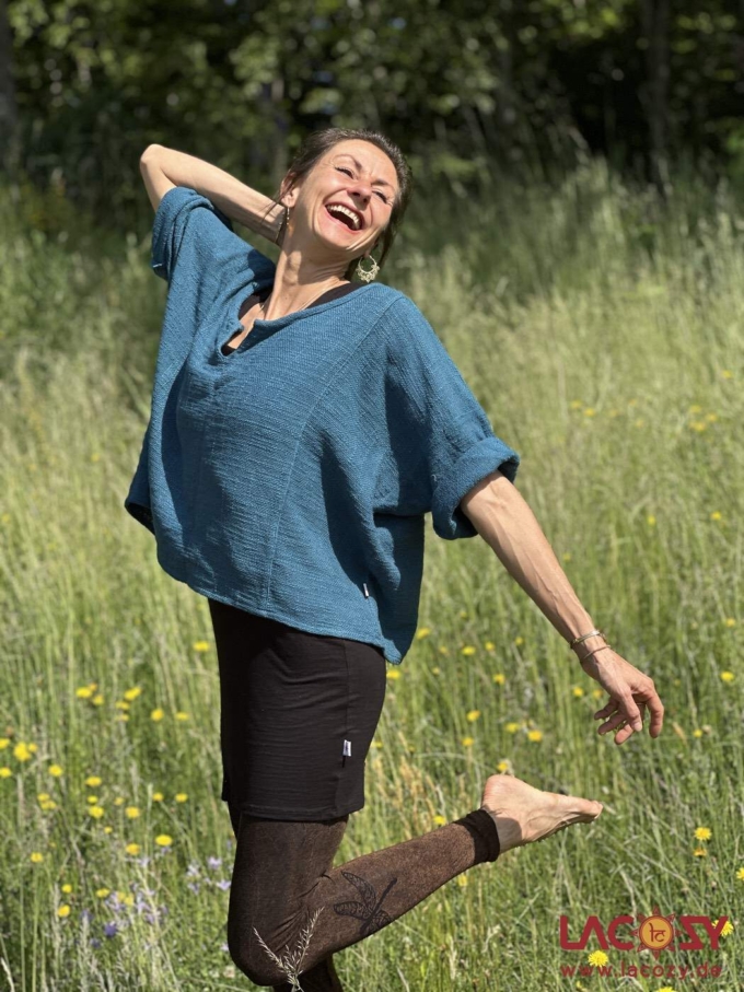 Weites Cropped Shirt ENNI aus Baumwolle | Petrol – Bild 6