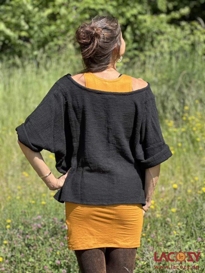 Weites Cropped Shirt ENNI aus Baumwolle | Schwarz – Bild 3