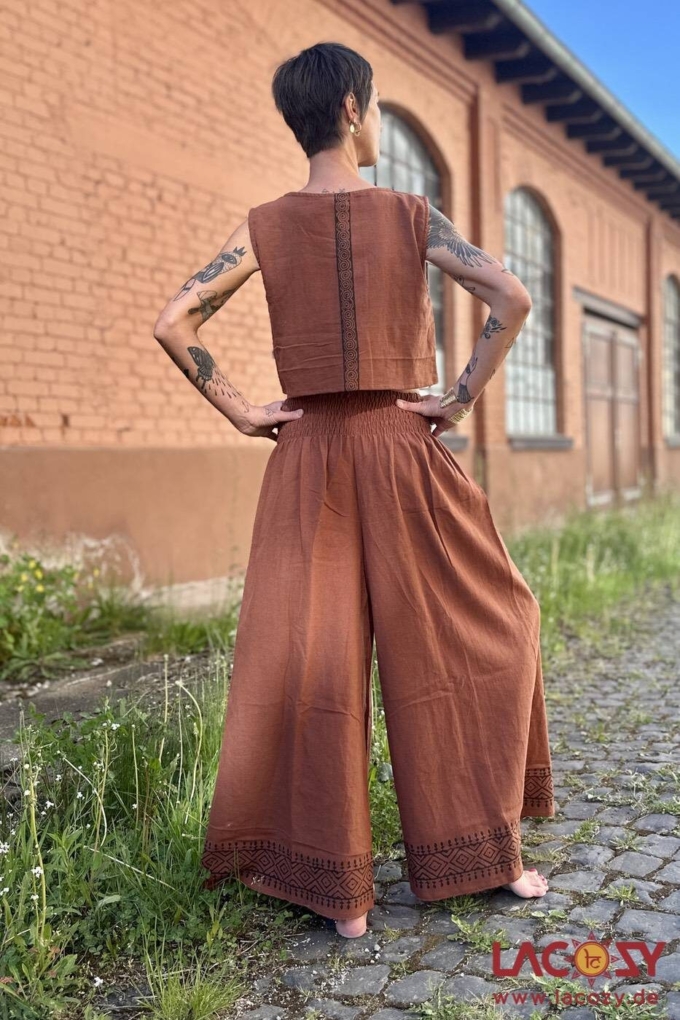 Crop Top MAEA aus Baumwolle mit Ethno Print | Rostbraun – Bild 5