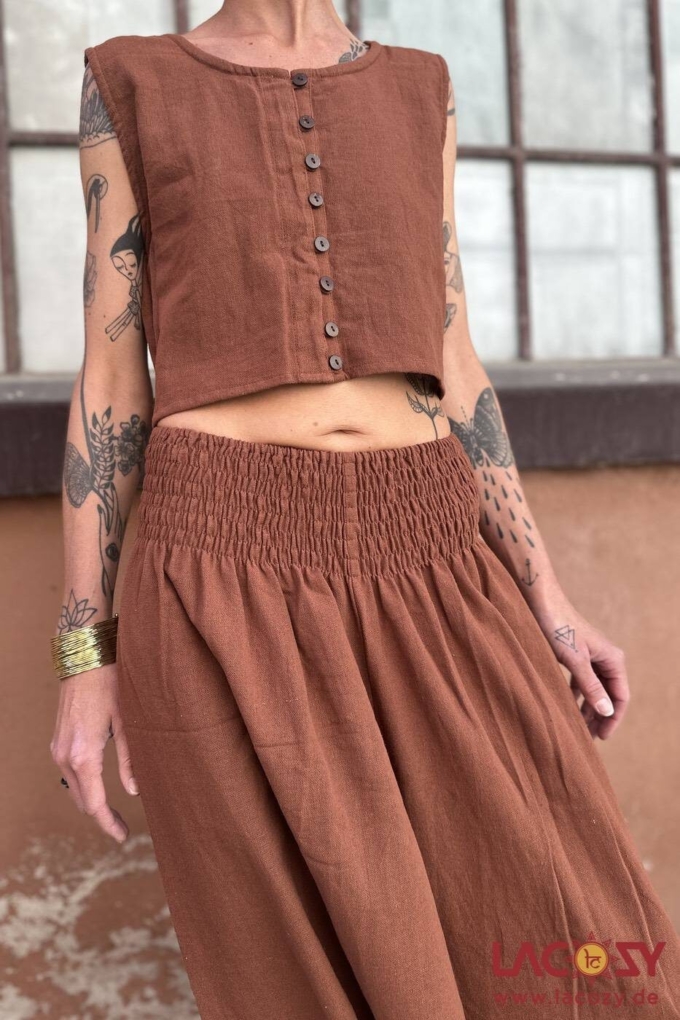 Crop Top MAEA aus Baumwolle mit Ethno Print | Rostbraun – Bild 6