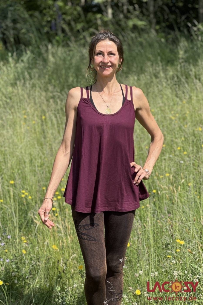 Lockeres Spaghettiträger Top LUNI | Einfarbiges Camisole | Aubergine