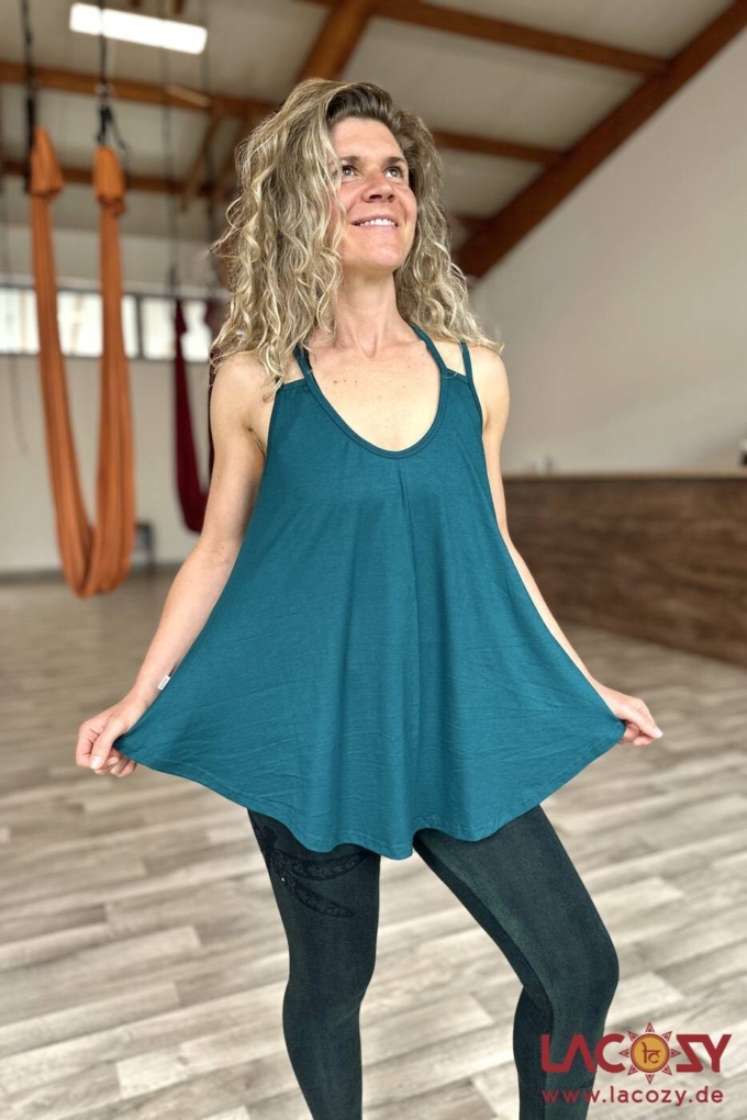 Lockeres Spaghettiträger Top LUNI | Einfarbiges Camisole | Petrol