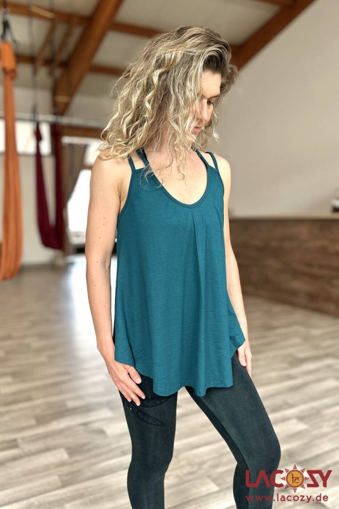 Lockeres Spaghettiträger Top LUNI | Einfarbiges Camisole | Petrol – Bild 3
