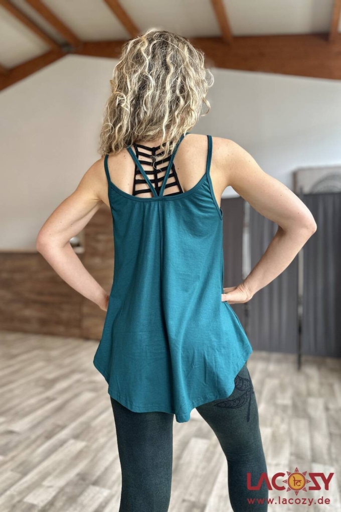 Lockeres Spaghettiträger Top LUNI | Einfarbiges Camisole | Petrol – Bild 5