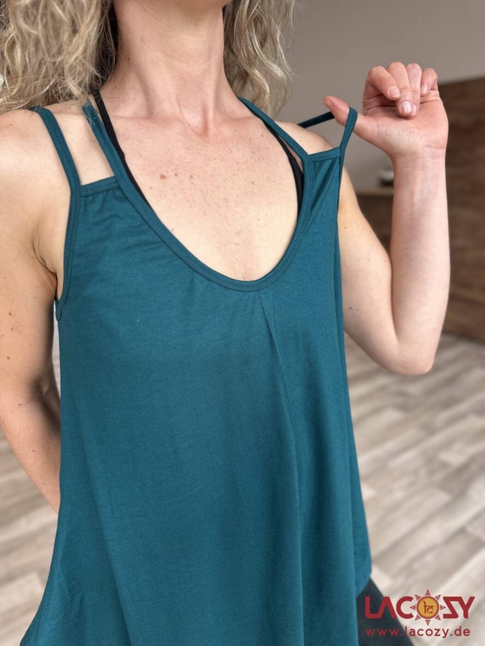 Lockeres Spaghettiträger Top LUNI | Einfarbiges Camisole | Petrol – Bild 6