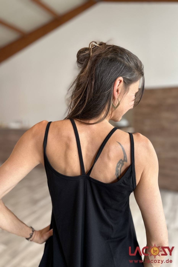 Lockeres Spaghettiträger Top LUNI | Einfarbiges Camisole | Schwarz – Bild 6