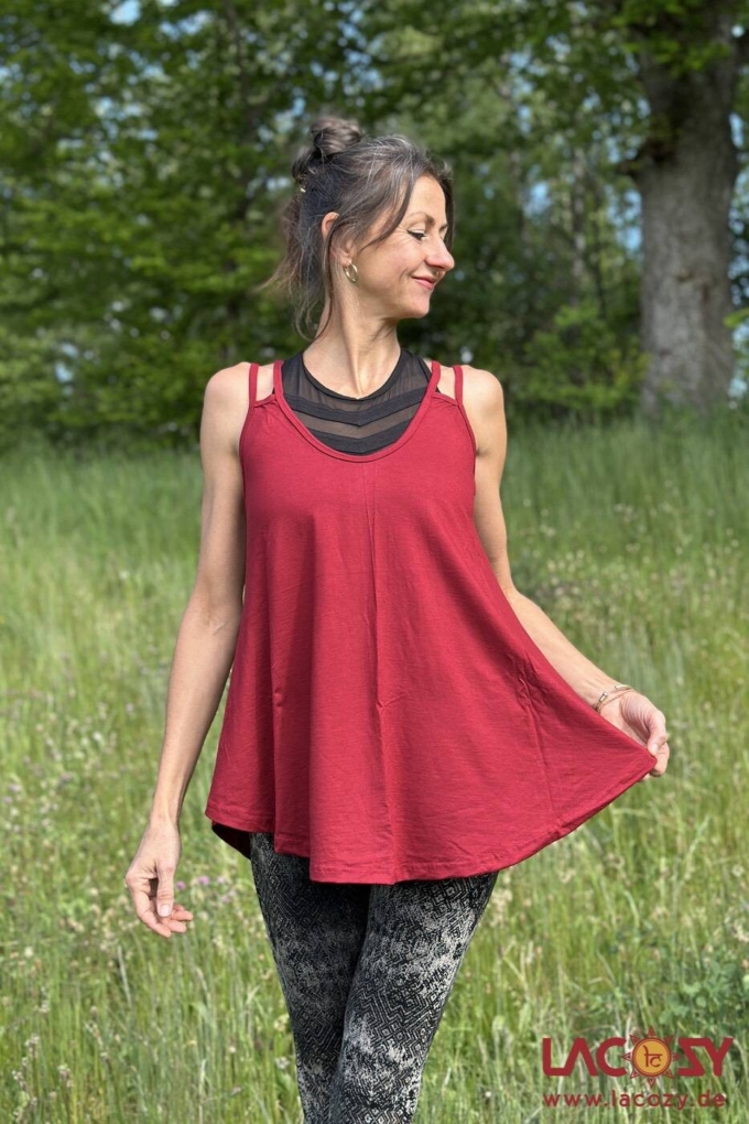 Lockeres Spaghettiträger Top LUNI | Einfarbiges Camisole | Weinrot