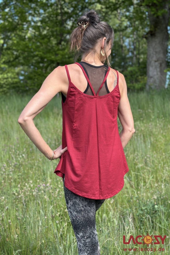 Lockeres Spaghettiträger Top LUNI | Einfarbiges Camisole | Weinrot – Bild 2