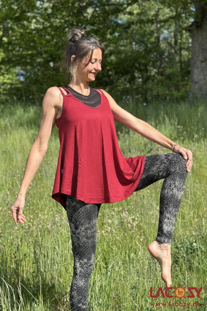 Lockeres Spaghettiträger Top LUNI | Einfarbiges Camisole | Weinrot – Bild 5