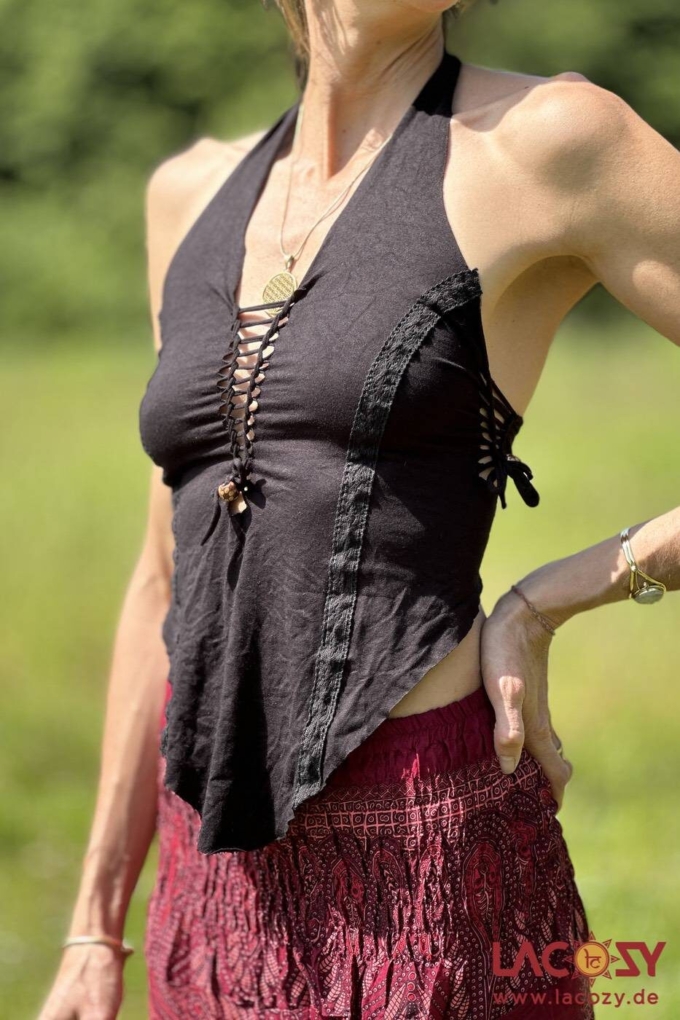 Pixie Tribal Neckholder Top ALYA | Schwarz – Bild 3