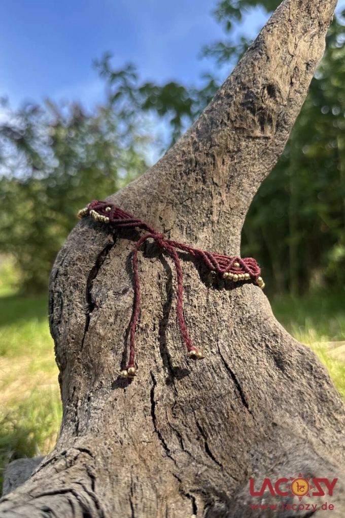 Fußkettchen aus Makramee KALA | Bordeaux – Bild 3