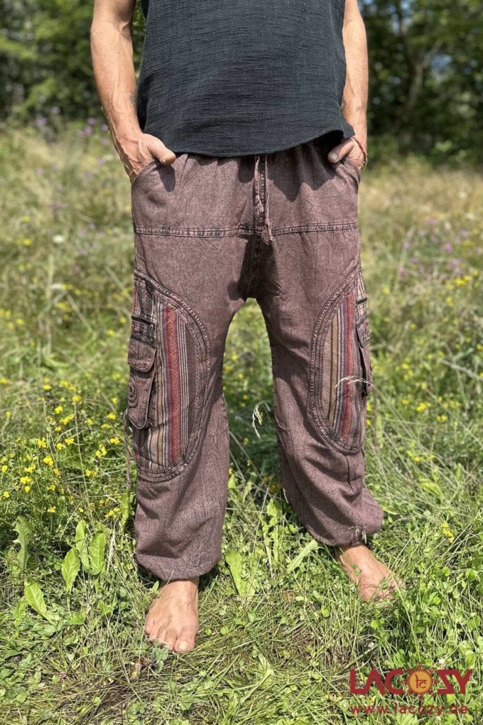 Goahose SPIRALS mit Taschen | Unisex | Stonewash Braun