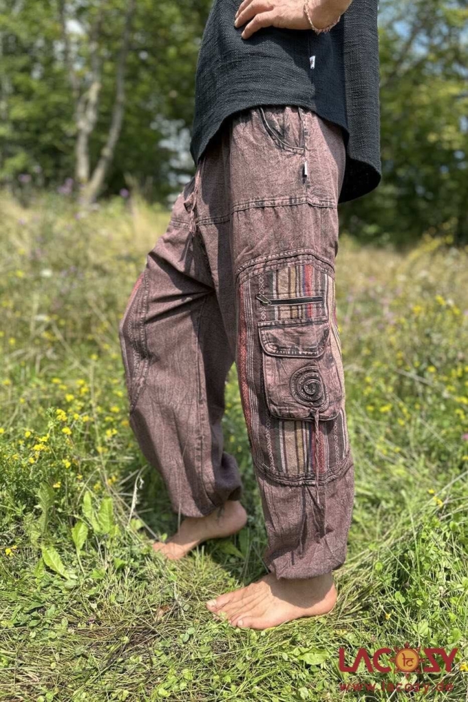 Goahose SPIRALS mit Taschen | Unisex | Stonewash Braun – Bild 2