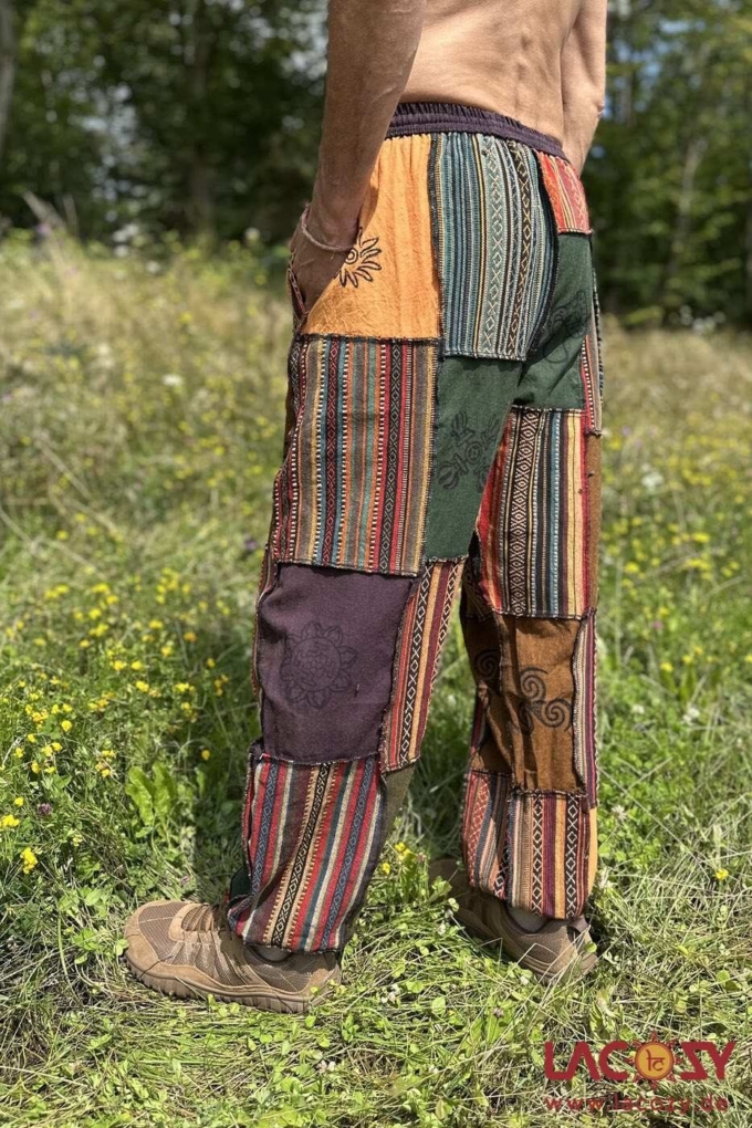 Patchwork Goahose AYA mit Gürteltasche | Stonewash Orange – Bild 2