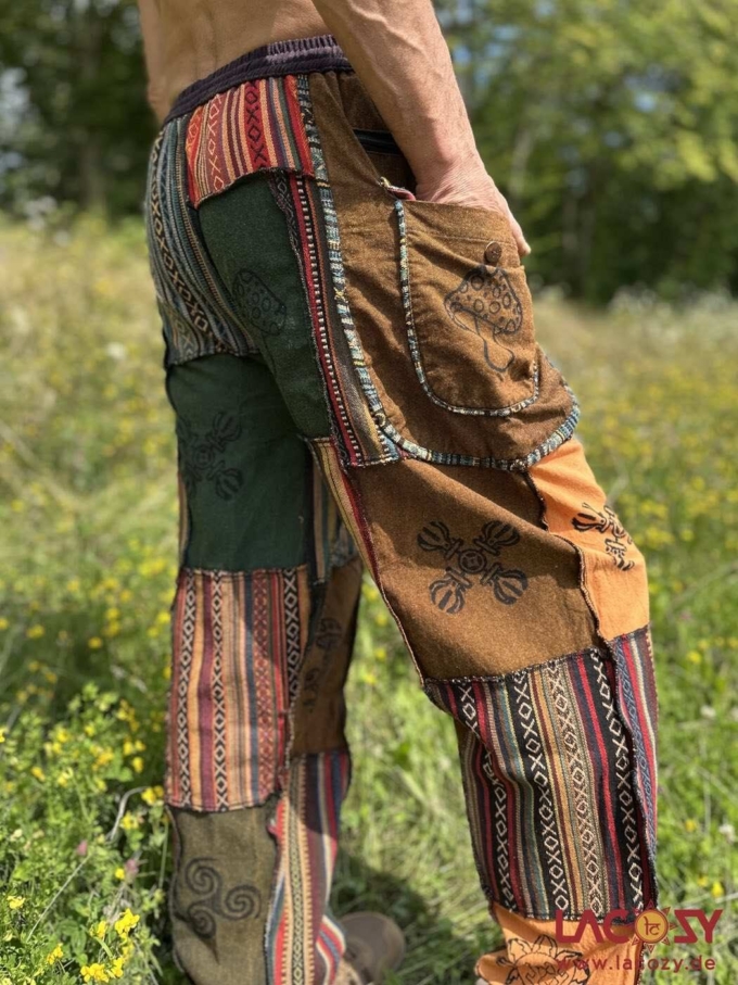 Patchwork Goahose AYA mit Gürteltasche | Stonewash Orange – Bild 5