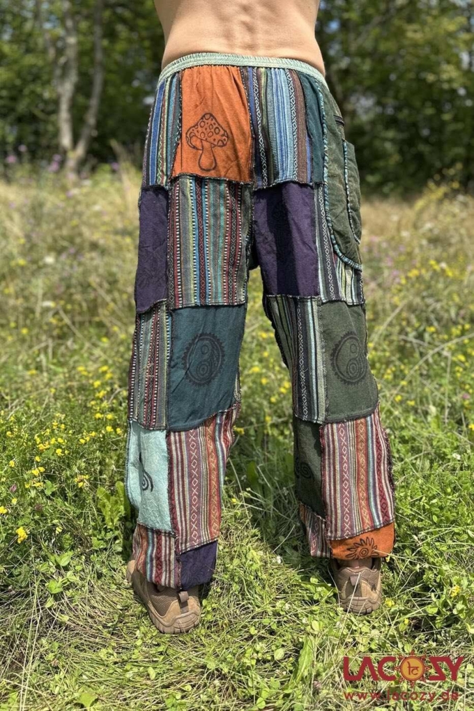 Patchwork Goahose AYA mit Gürteltasche | Stonewash Petrol – Bild 3