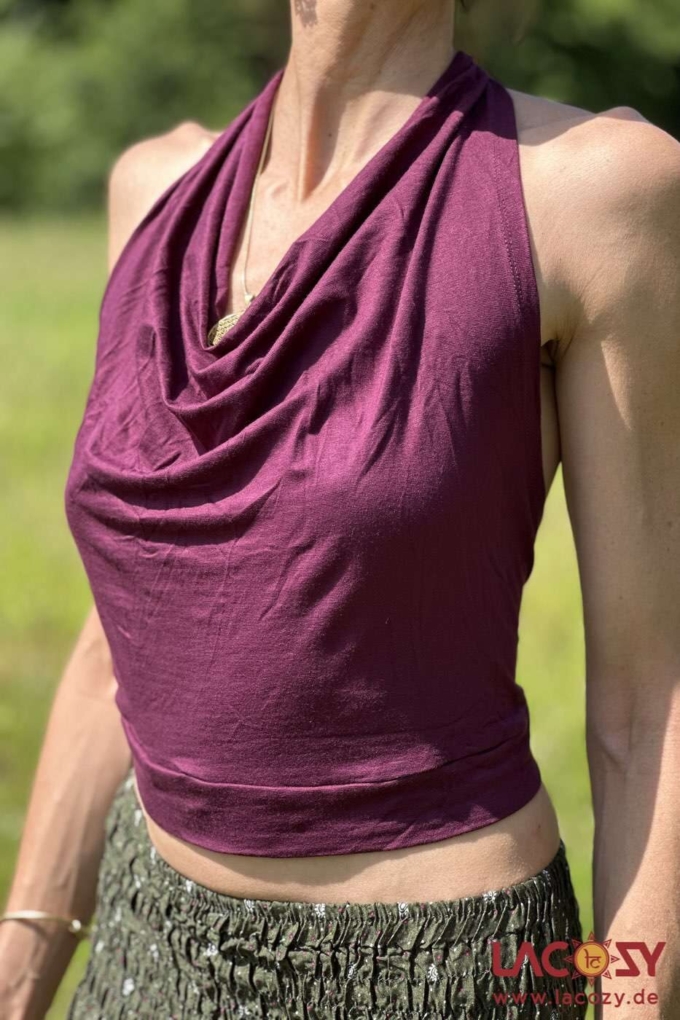 Rückenfreies Neckholder Top GODDESS | Aubergine – Bild 4