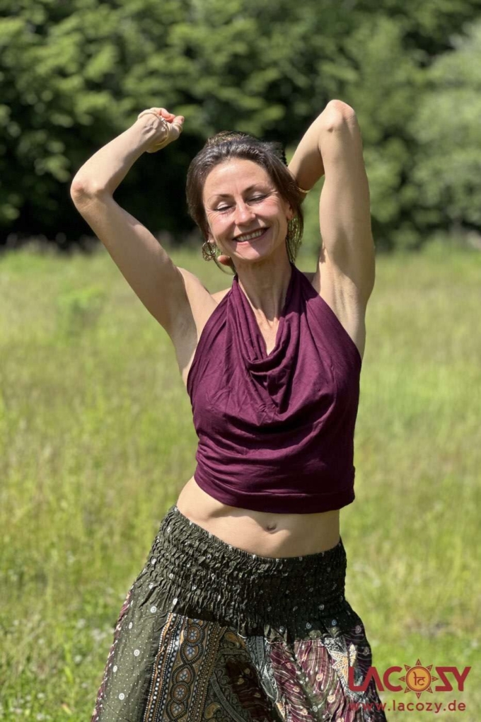 Rückenfreies Neckholder Top GODDESS | Aubergine – Bild 6